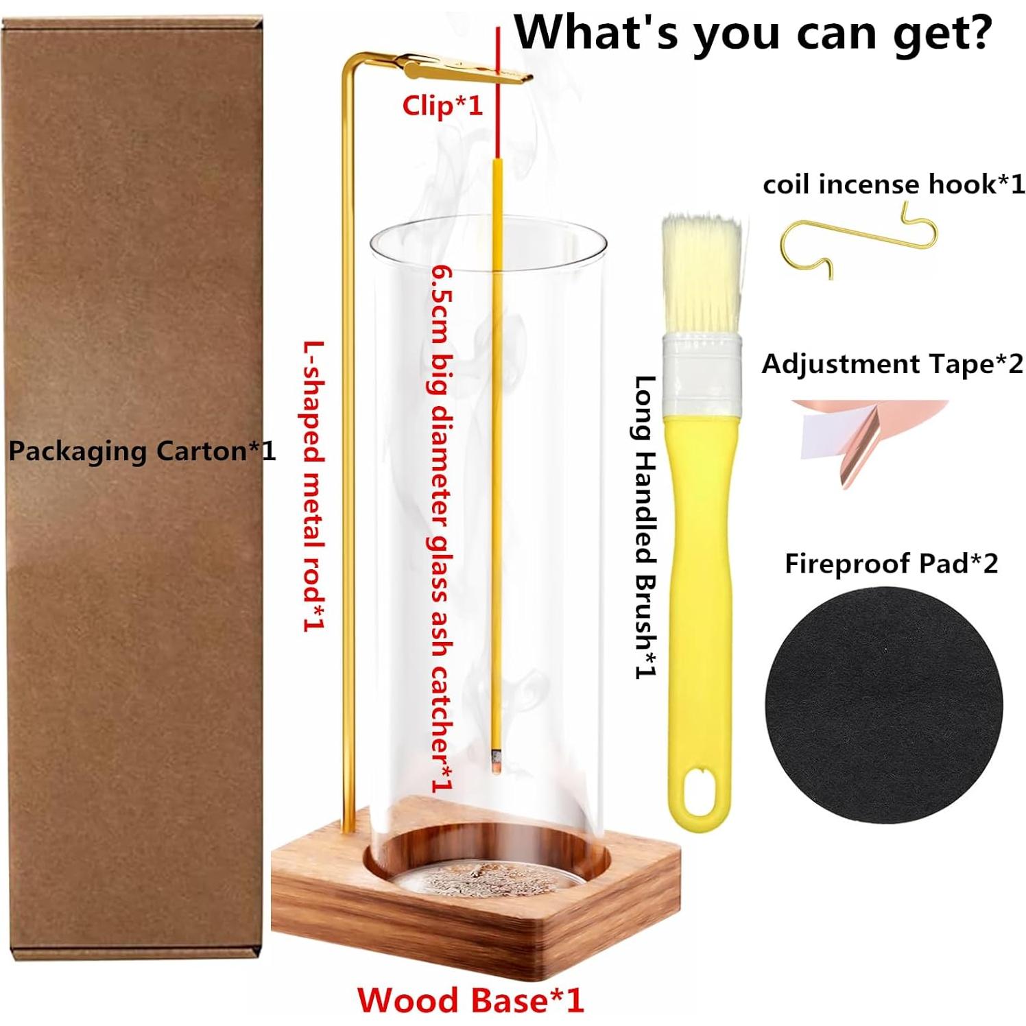 Soporte de Incienso SIGZKK de Madera con Recogedor de Vidrio