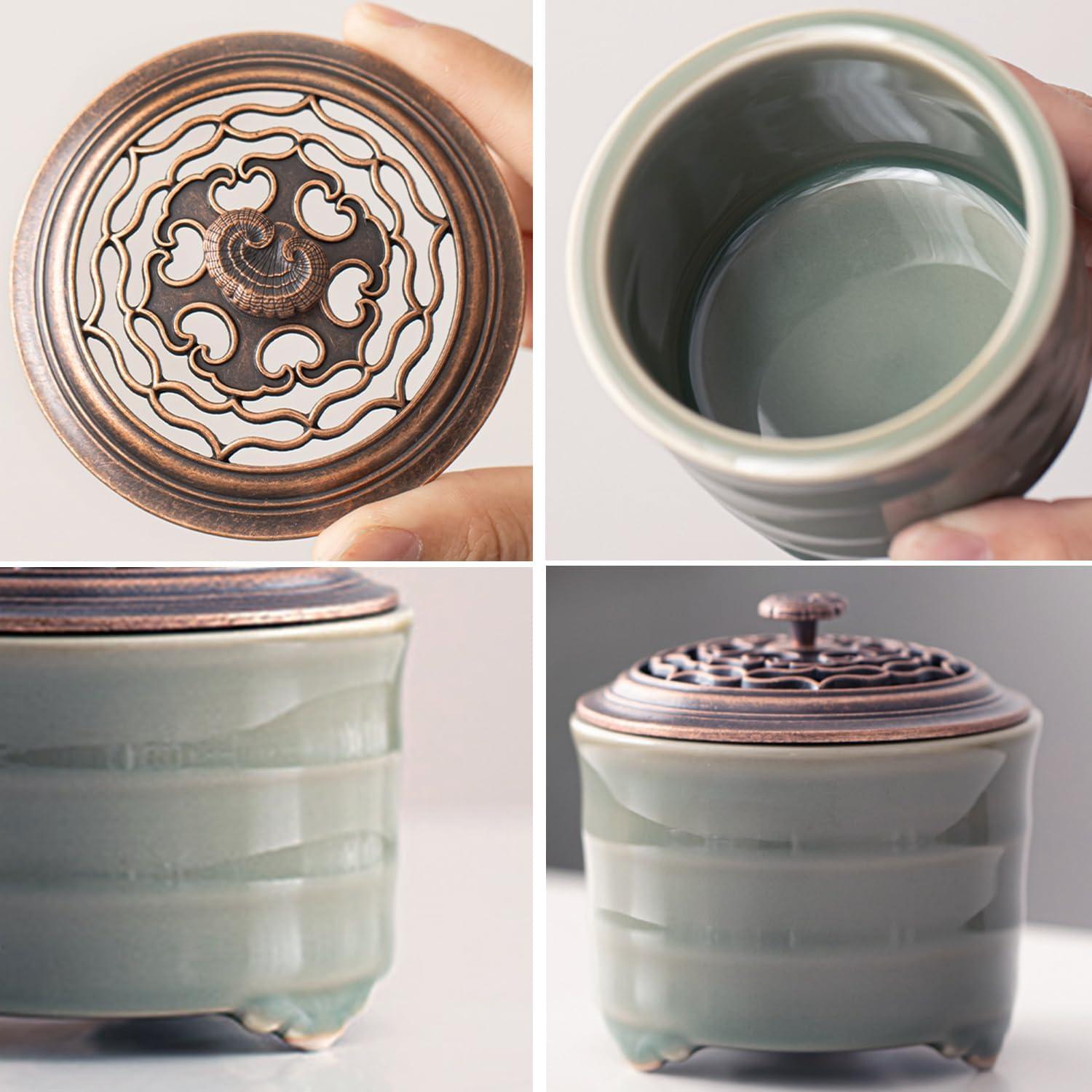 Soporte de Incienso Cerámica Nivanazen con Tapa 8.43cm