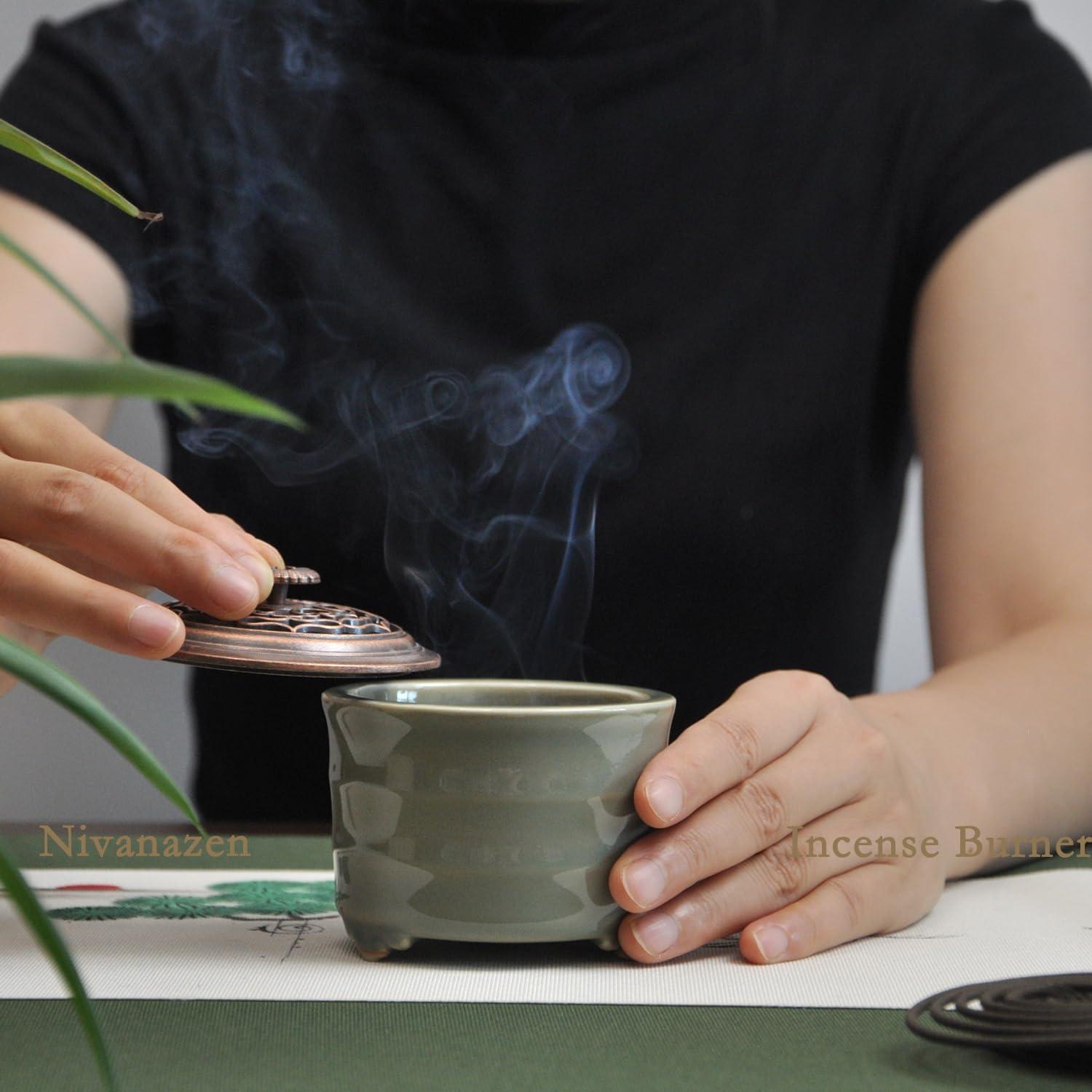 Soporte de Incienso Cerámica Nivanazen con Tapa 8.43cm