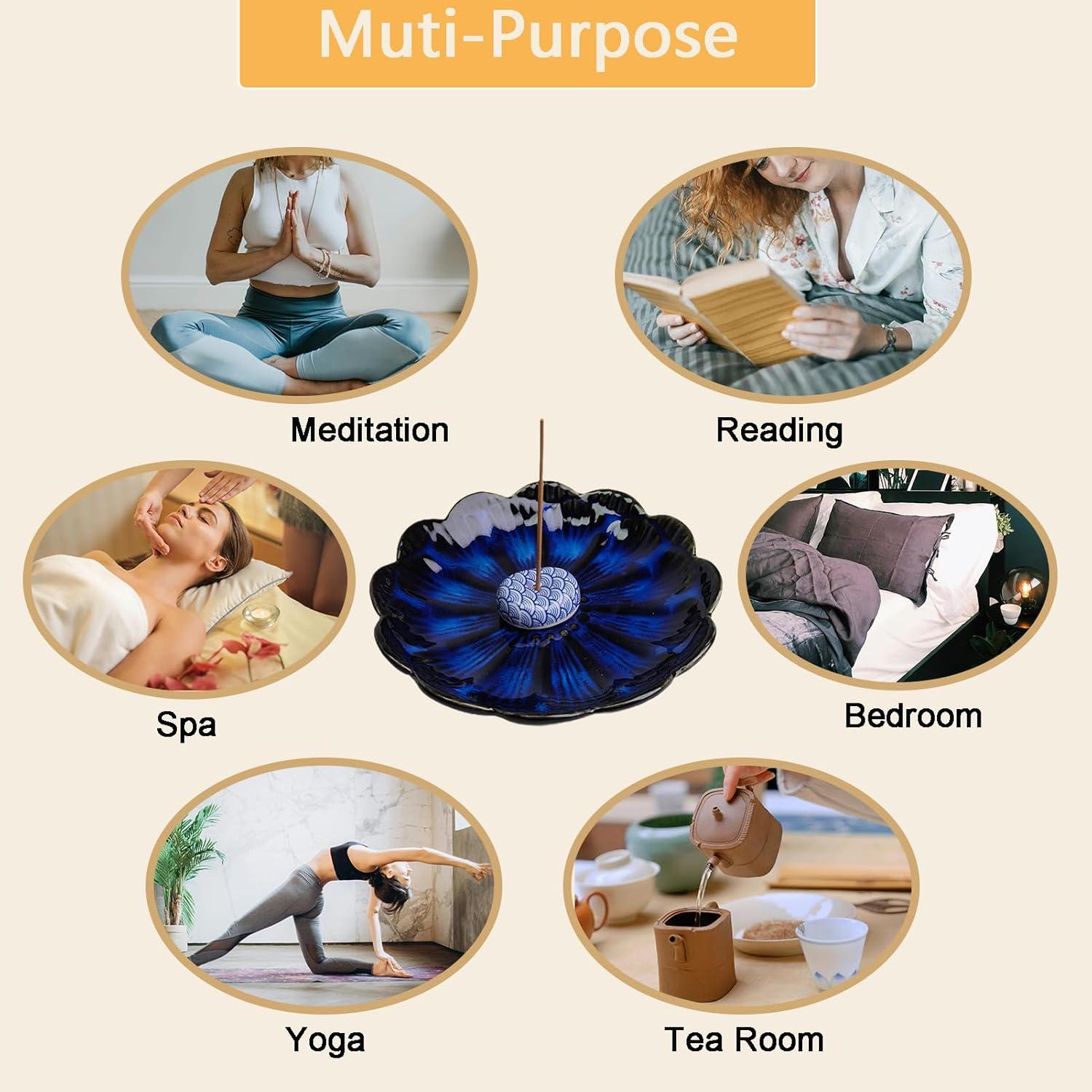 Soporte de Incienso Cerámica Fyedroed Azul 14 cm Redondo