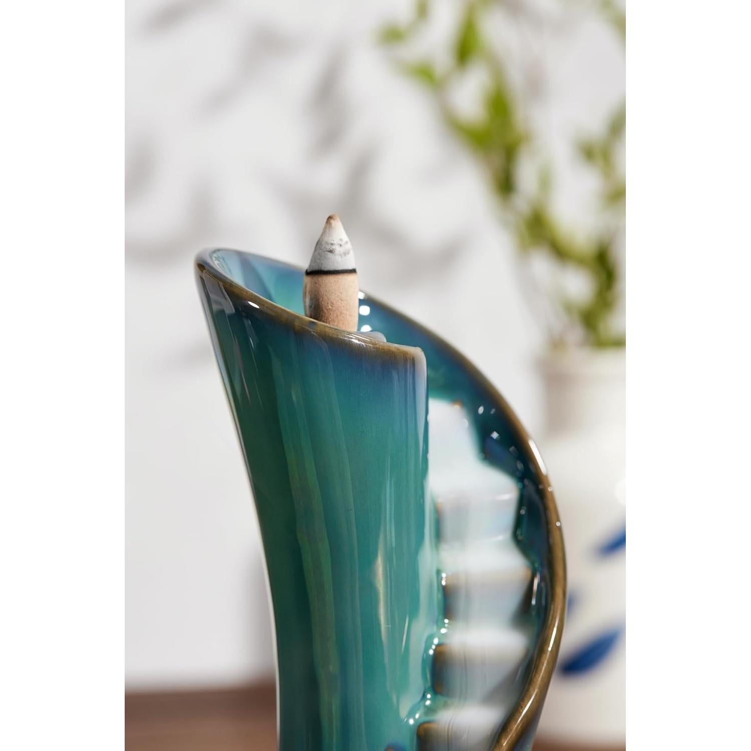 Soporte de Incienso Cerámica LamDawn Azul Escaleras Nubladas