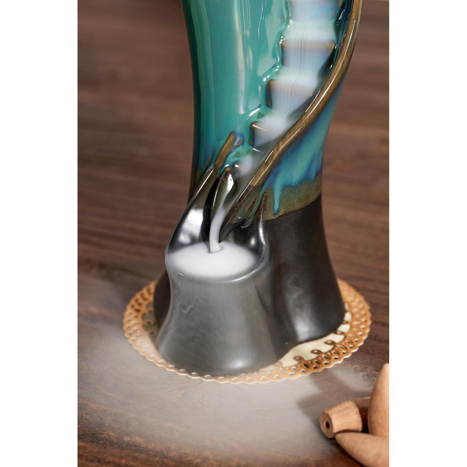 Soporte de Incienso Cerámica LamDawn Azul Escaleras Nubladas