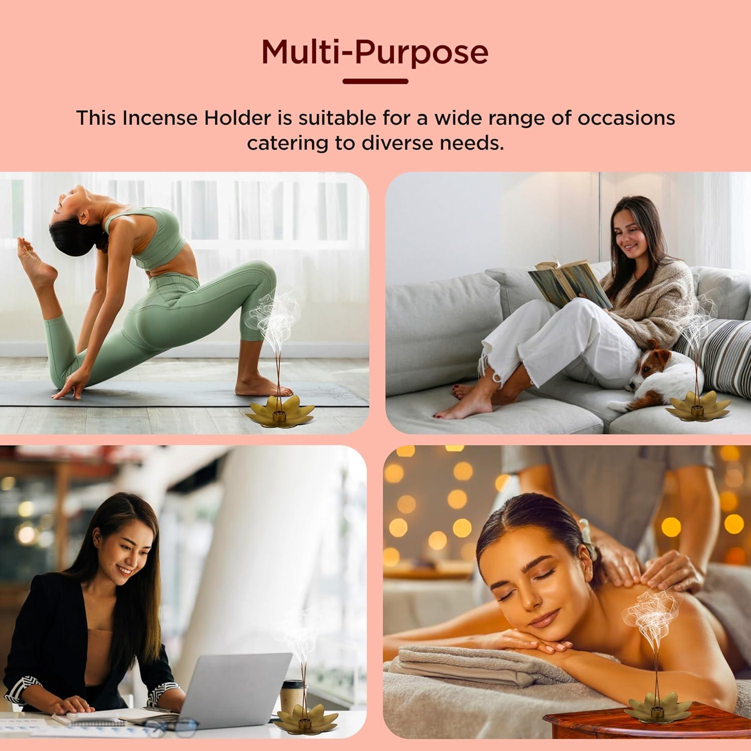 Soporte de Incienso Raajsee - Set de 3 Flores de Latón