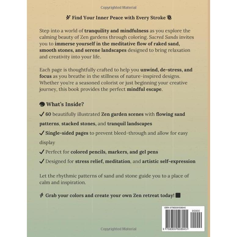 Sacred Sands: A Zen Garden Coloring Book for Mindfulness & Creativity