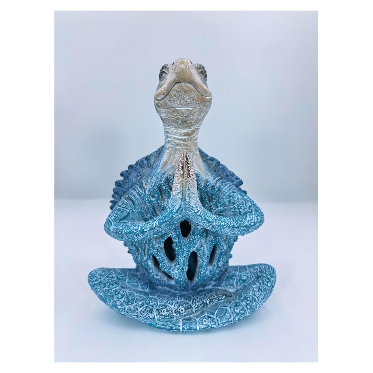 Estatua de Yoga Tortuga Marina VVGIFTS 21 cm Resina Azul