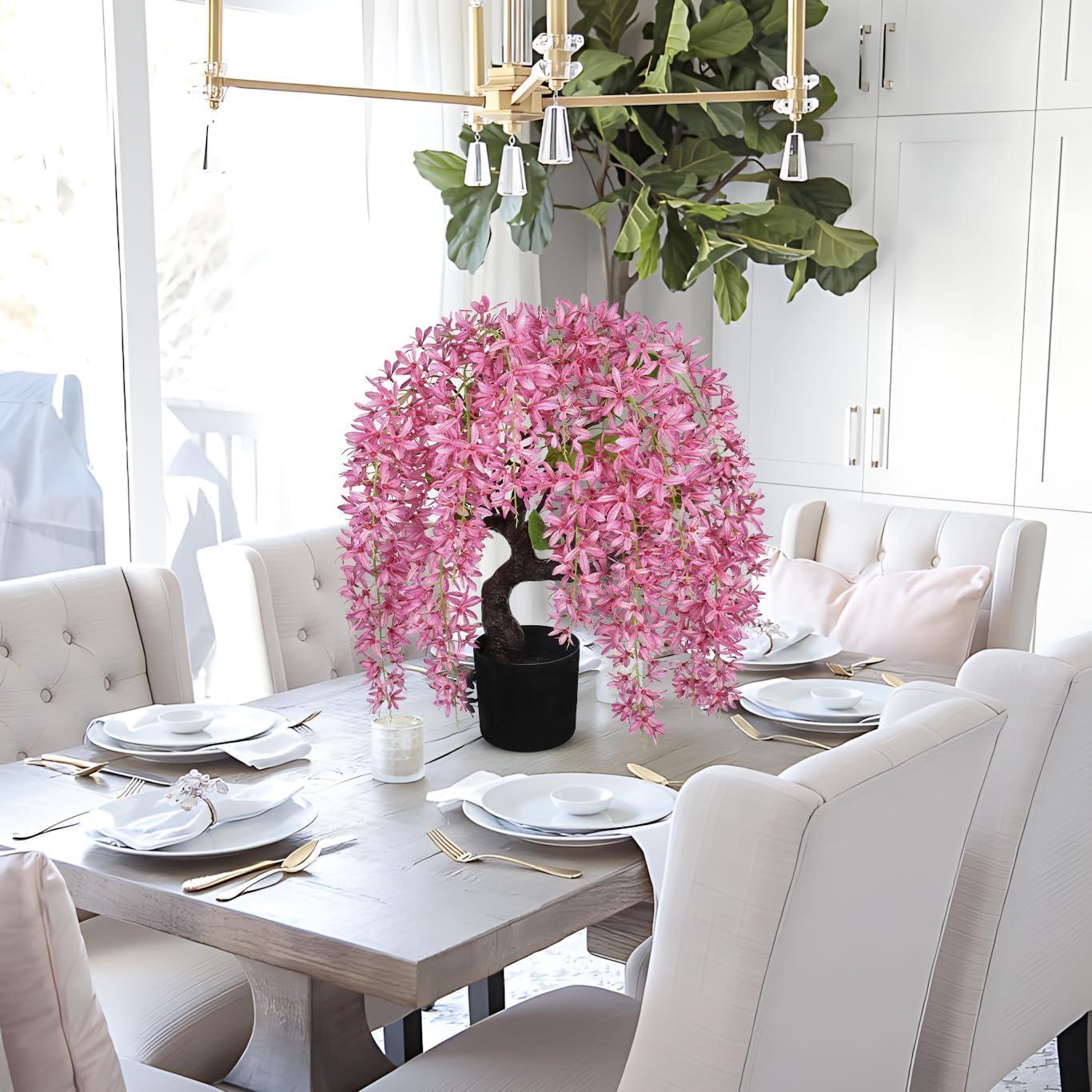 Árbol Bonsái Artificial GnFlus con Flores de Glicinia Rosa 47 cm