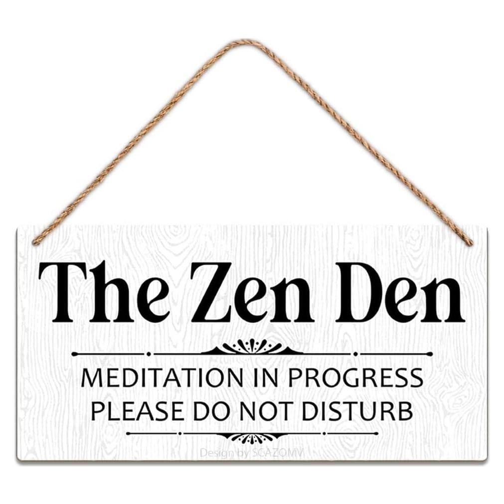 Cartel de Madera SCAZOMV Sala Zen Meditación 25.4x12.7 cm