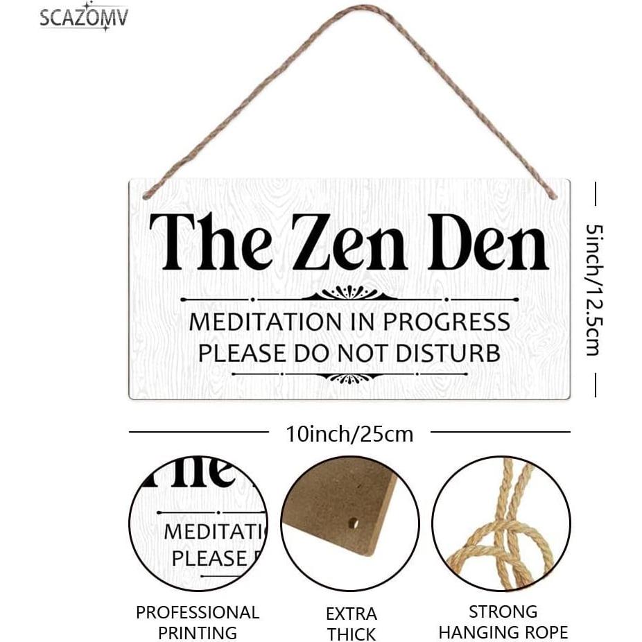 Cartel de Madera SCAZOMV Sala Zen Meditación 25.4x12.7 cm