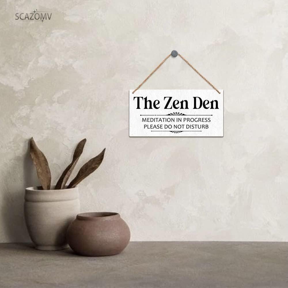 Cartel de Madera SCAZOMV Sala Zen Meditación 25.4x12.7 cm
