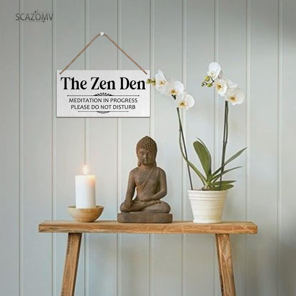Cartel de Madera SCAZOMV Sala Zen Meditación 25.4x12.7 cm