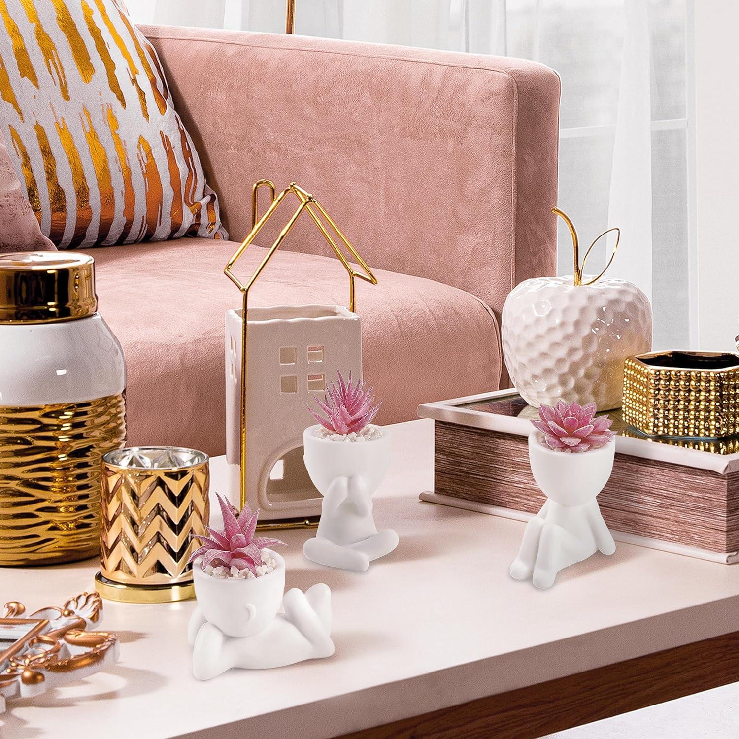 Plantas Suculentas Falsas Der Rose 3 Pcs Decoración Rosa