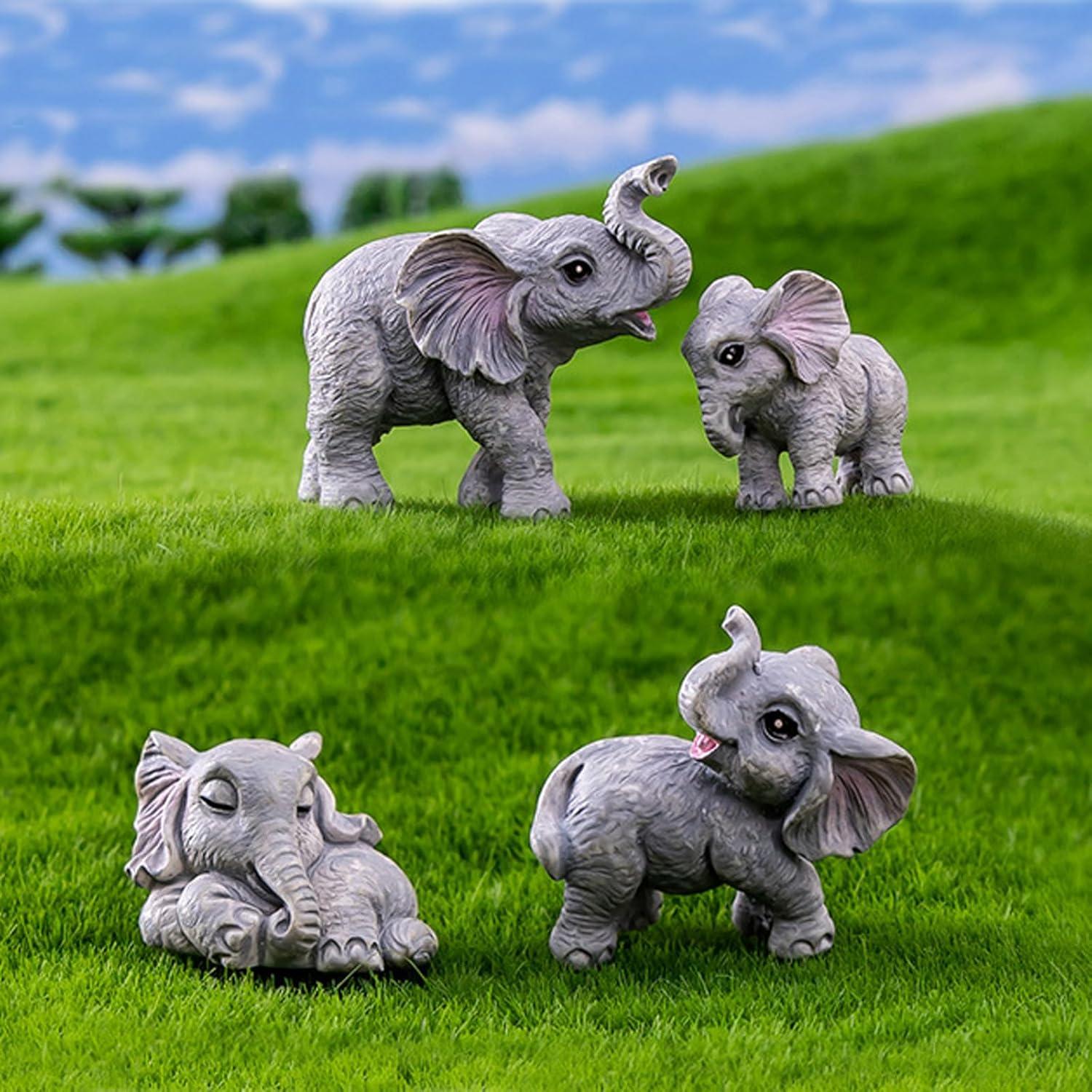 6 Figuras de Elefante Miniatura de Resina para Decoración