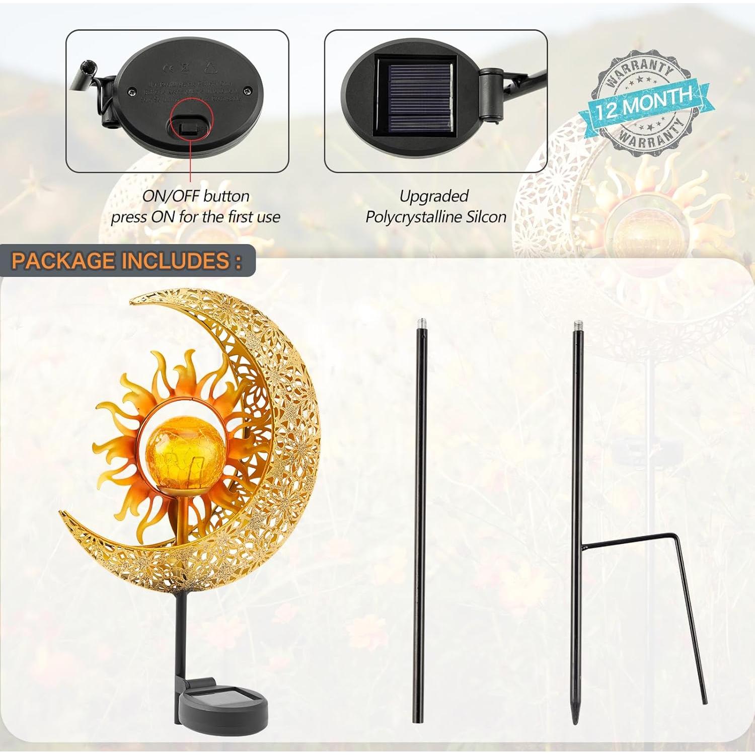 Luces Solares Decorativas LICKLIP Estaca de Jardín Sol y Luna