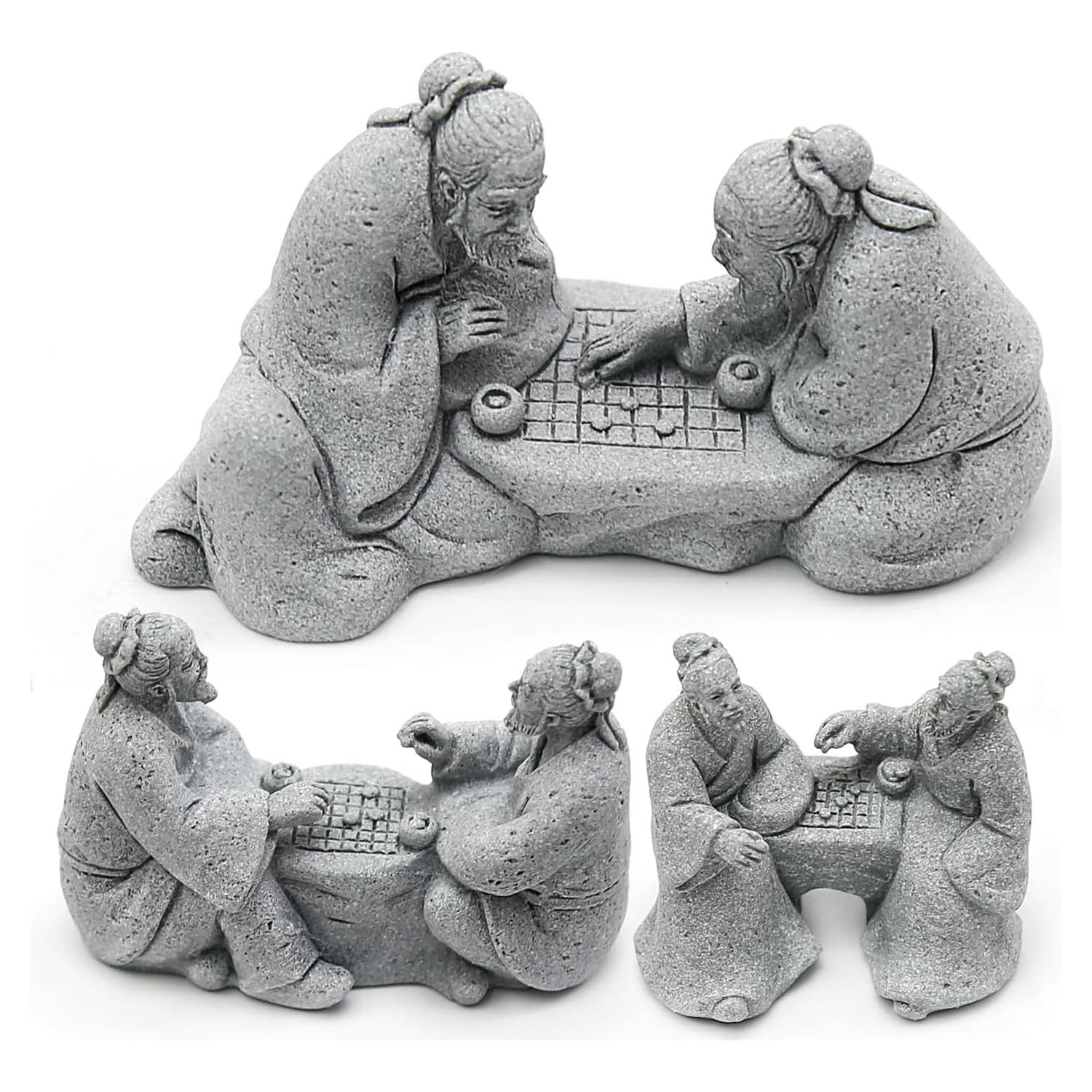 Juego de 3 Estatuas de Ajedrez Anciano Hoypeyfiy Jardín