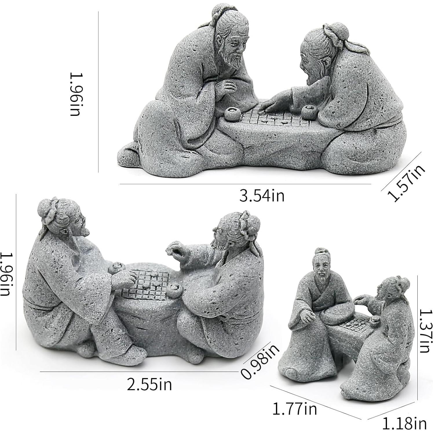 Juego de 3 Estatuas de Ajedrez Anciano Hoypeyfiy Jardín