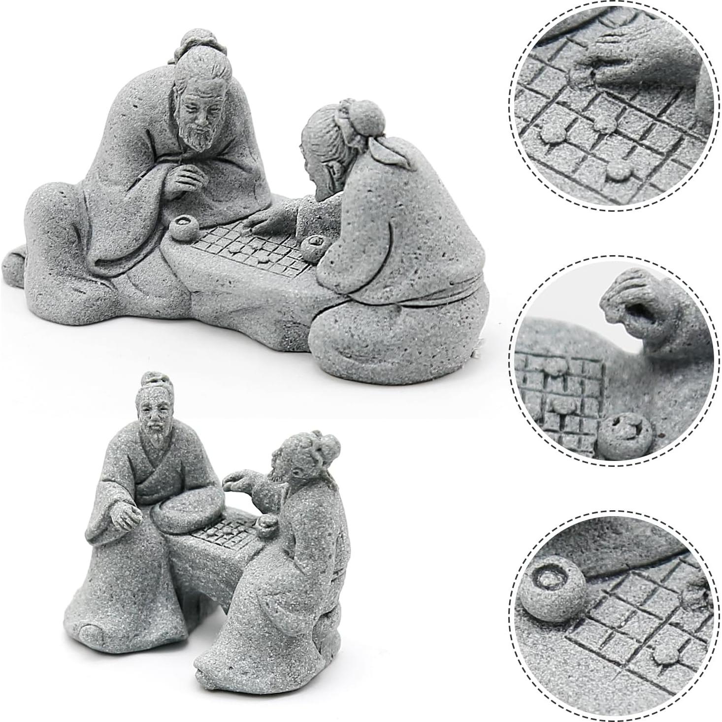 Juego de 3 Estatuas de Ajedrez Anciano Hoypeyfiy Jardín