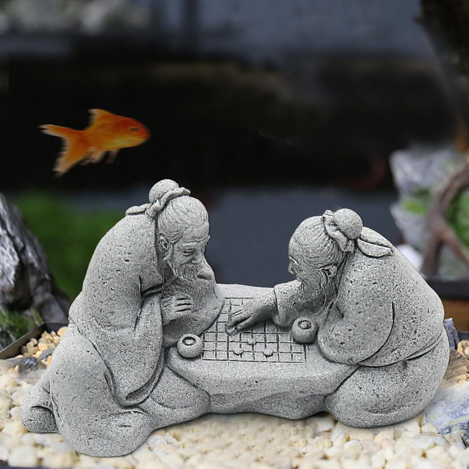 Juego de 3 Estatuas de Ajedrez Anciano Hoypeyfiy Jardín