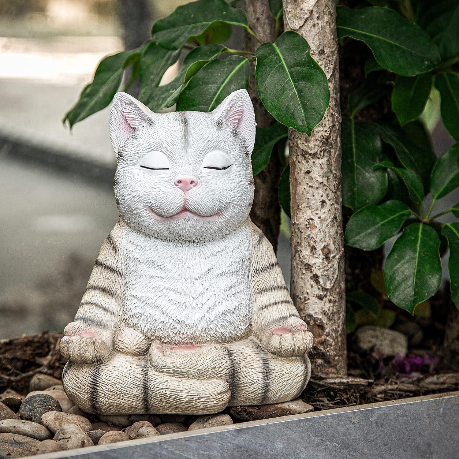 Estatua Gato Meditador Zen Gute 24 cm Decoración Jardín