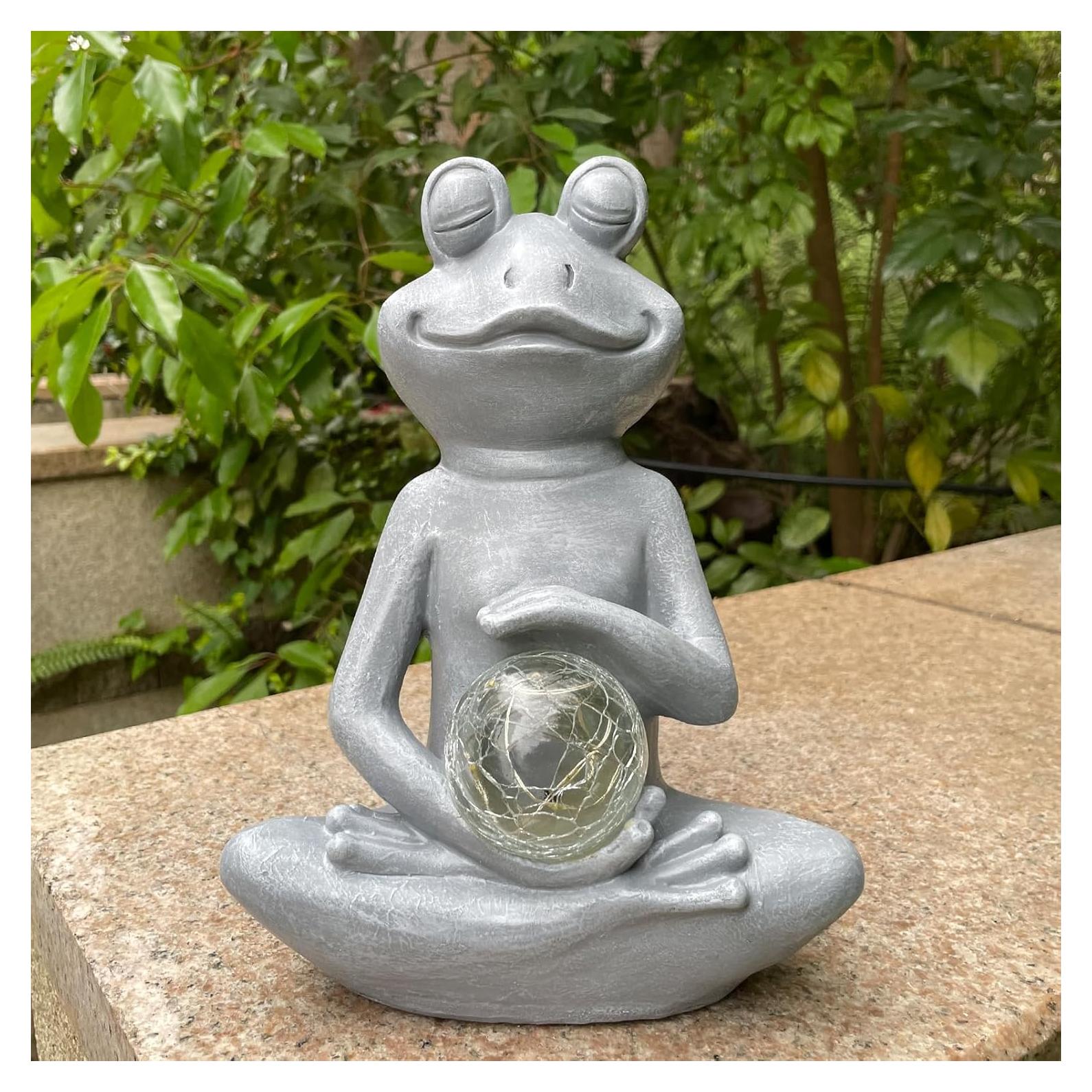 Estatua de Sapo Zen Solar WNXURT para Jardín 25.4x9.9x18.7cm
