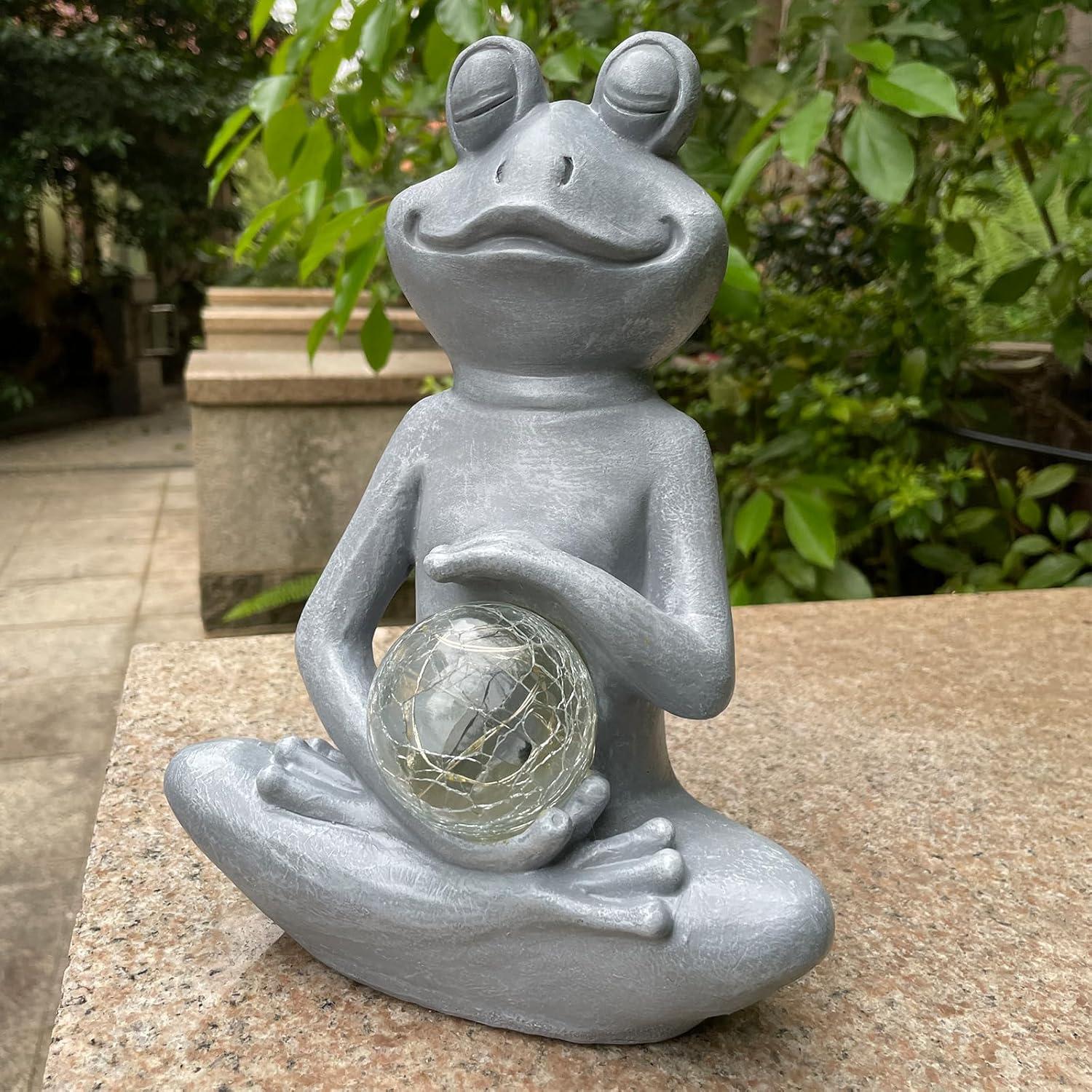 Estatua de Sapo Zen Solar WNXURT para Jardín 25.4x9.9x18.7cm