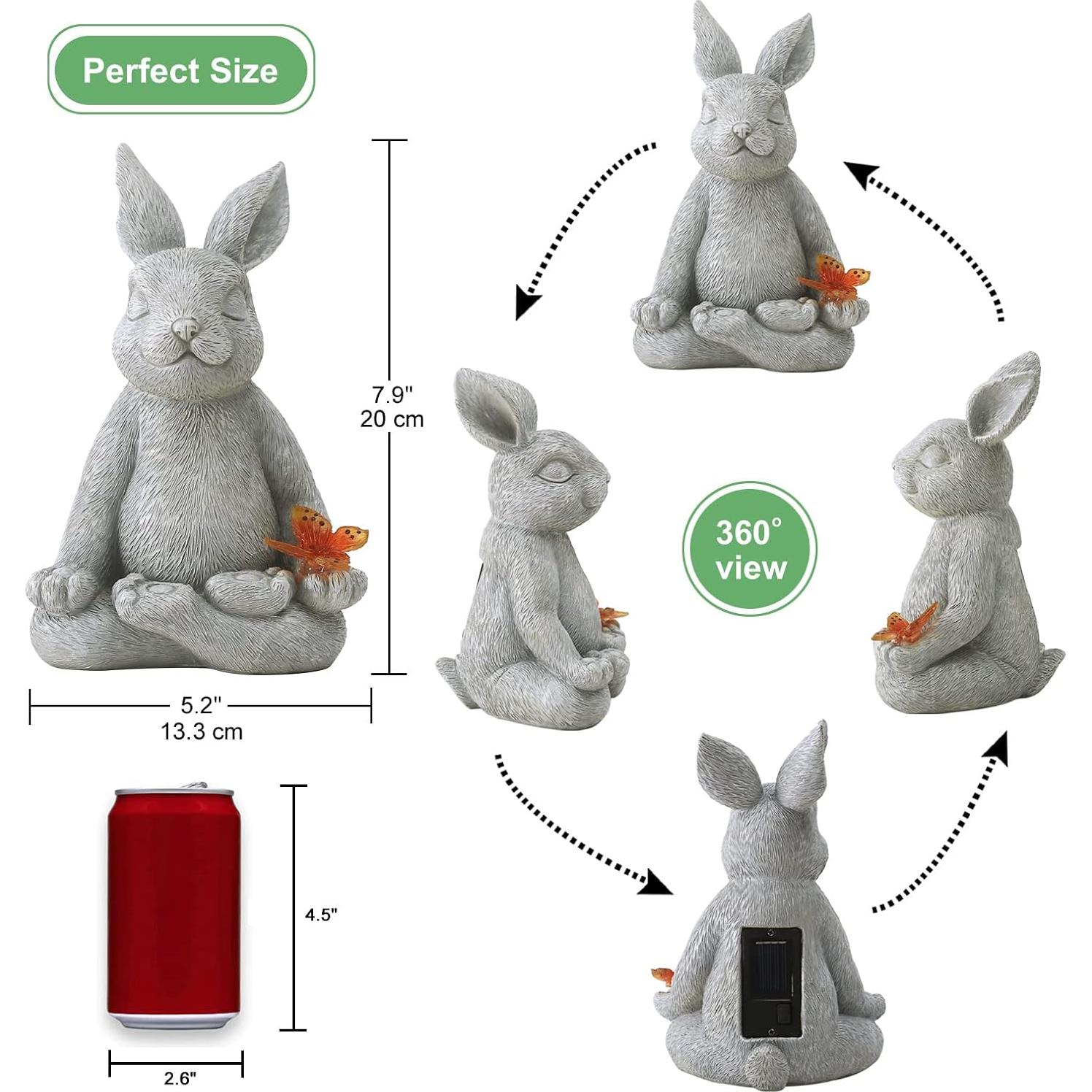 Estatua Solar de Jardín Conejo Meditante Kodylife 20 cm