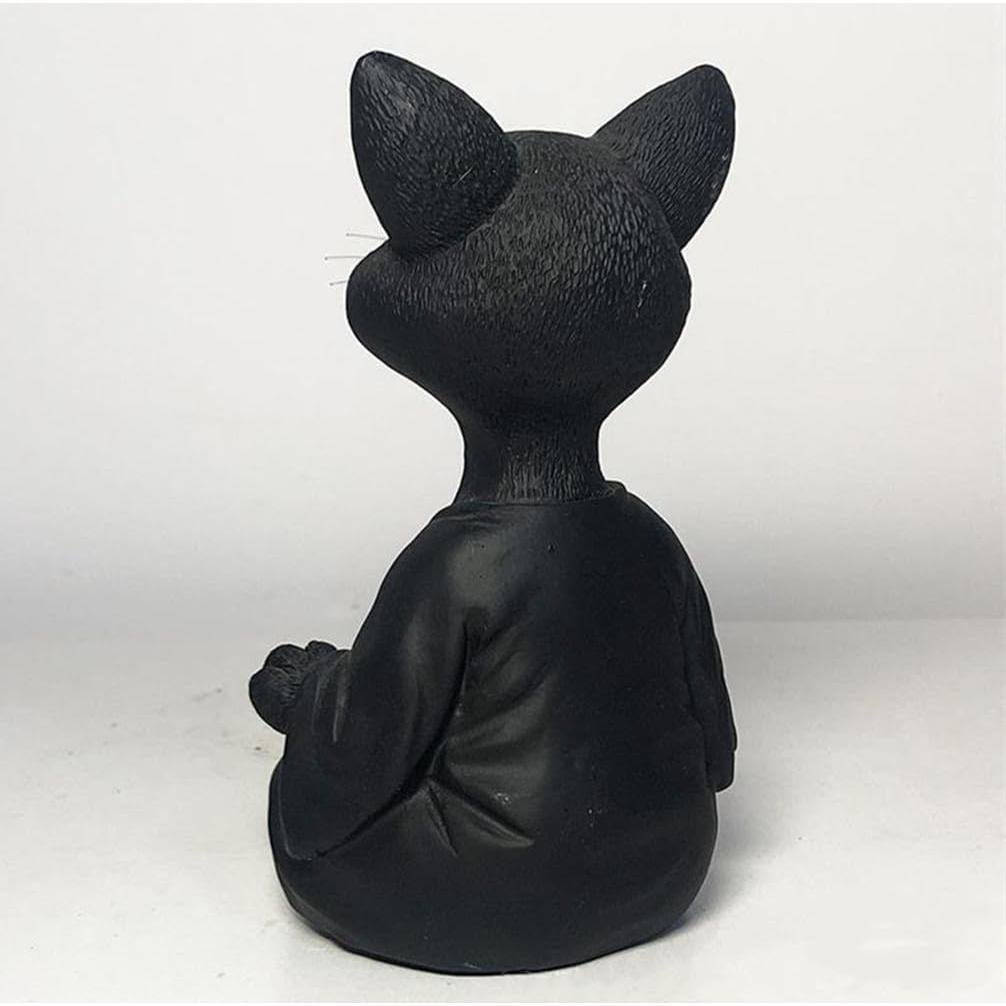 Estatua de Gato Meditador de Resina Onecen - 12.5x5.5x8cm