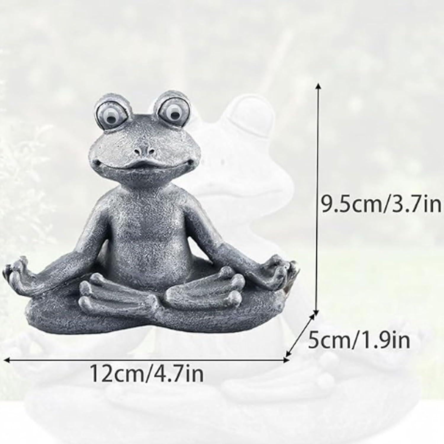 Estatua de Rana Zen Meditativa para Jardín - Resina Gris 12x4.8x9.4cm