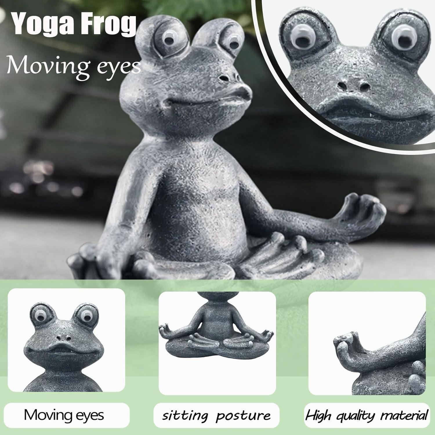 Estatua de Rana Zen Meditativa para Jardín - Resina Gris 12x4.8x9.4cm