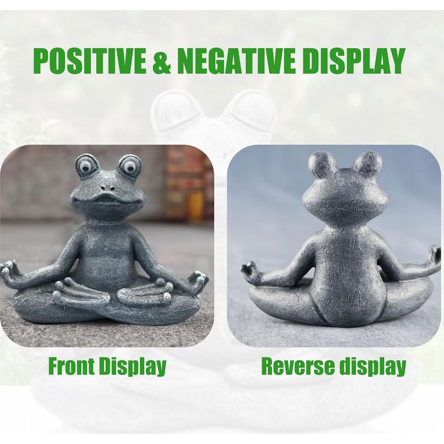 Estatua de Rana Zen Meditativa para Jardín - Resina Gris 12x4.8x9.4cm