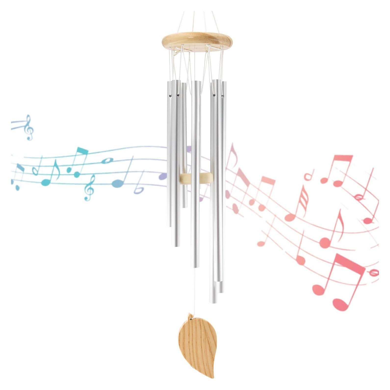 Campanas de Viento RUIQINQI Plateadas 66 cm Jardín Exterior