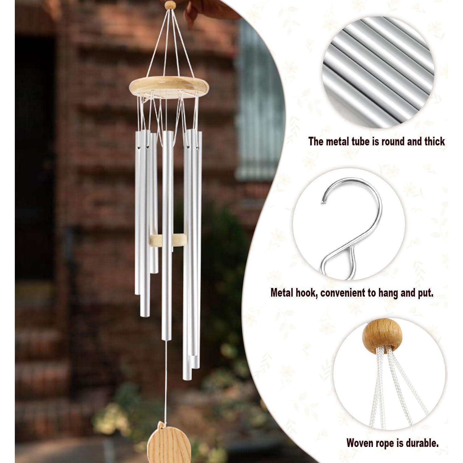 Campanas de Viento RUIQINQI Plateadas 66 cm Jardín Exterior