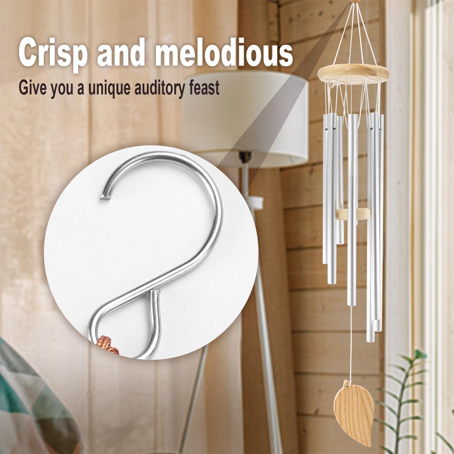 Campanas de Viento RUIQINQI Plateadas 66 cm Jardín Exterior