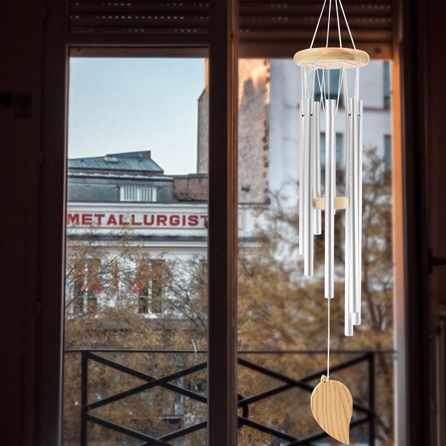 Campanas de Viento RUIQINQI Plateadas 66 cm Jardín Exterior