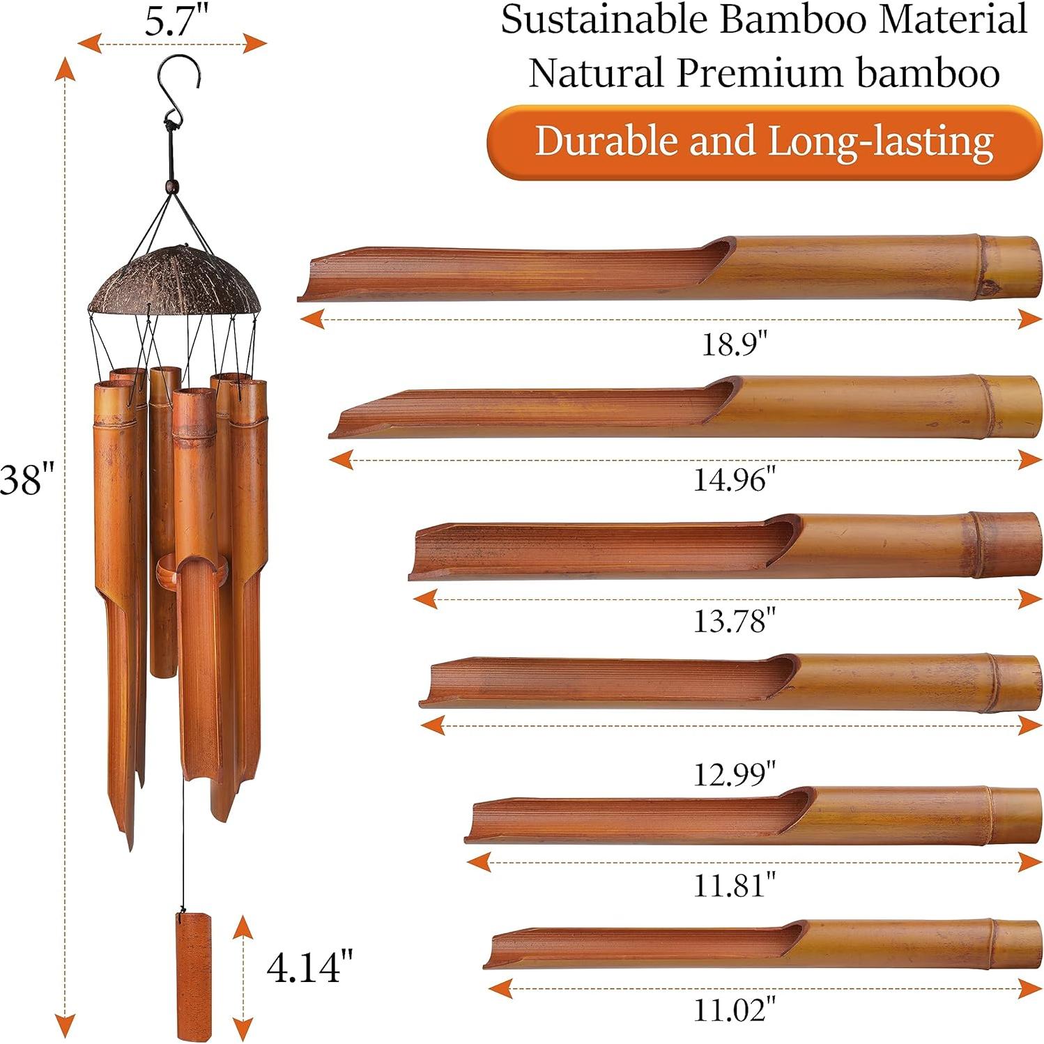 Campanas de Viento de Bambú Nowpis 96.5 cm Hechas a Mano