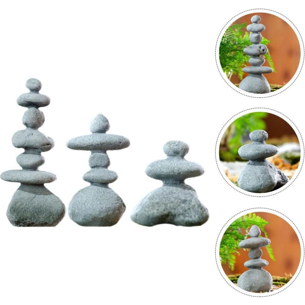 Estatuas de Piedra YARNOW para Jardín Zen 3 Piezas Decorativas
