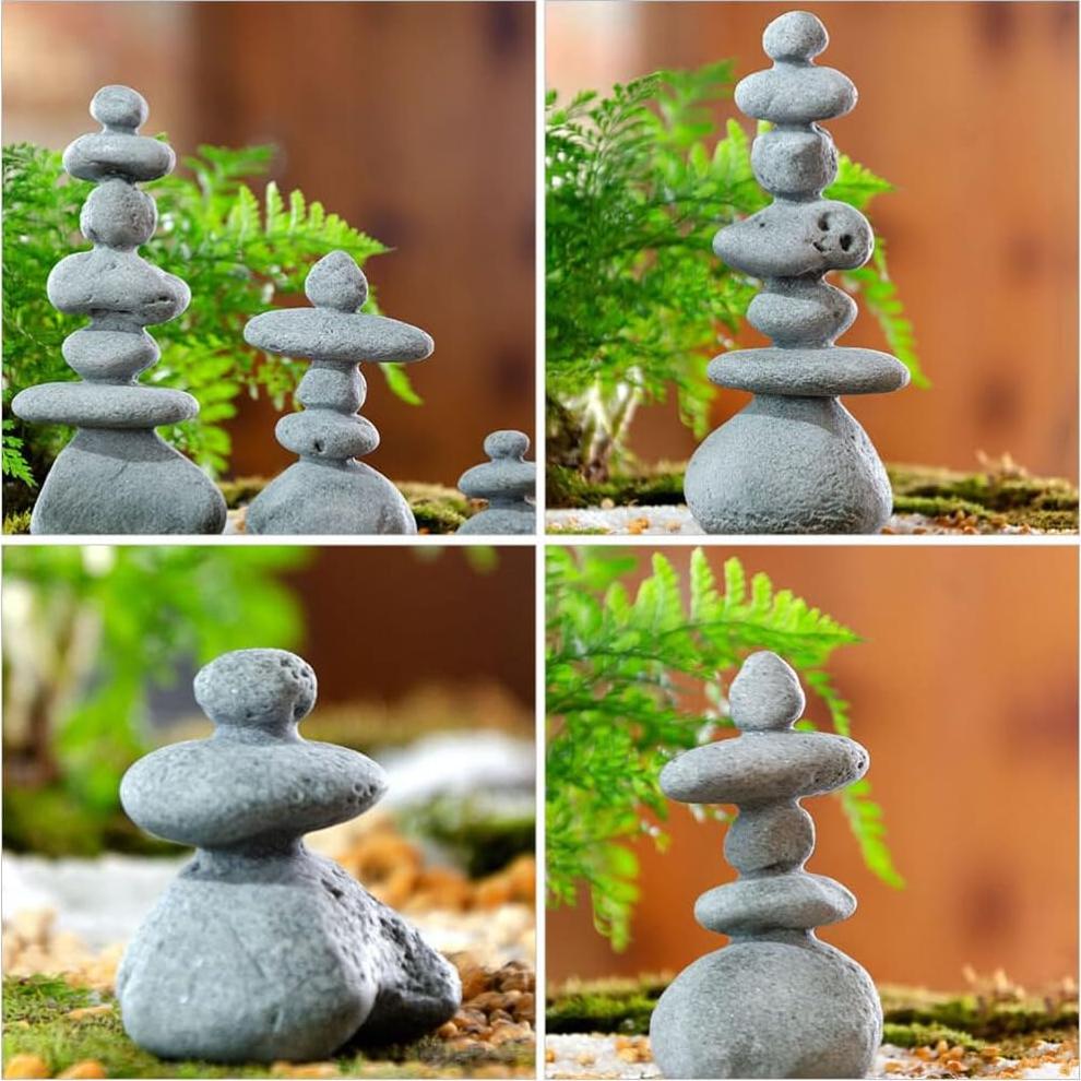 Estatuas de Piedra YARNOW para Jardín Zen 3 Piezas Decorativas