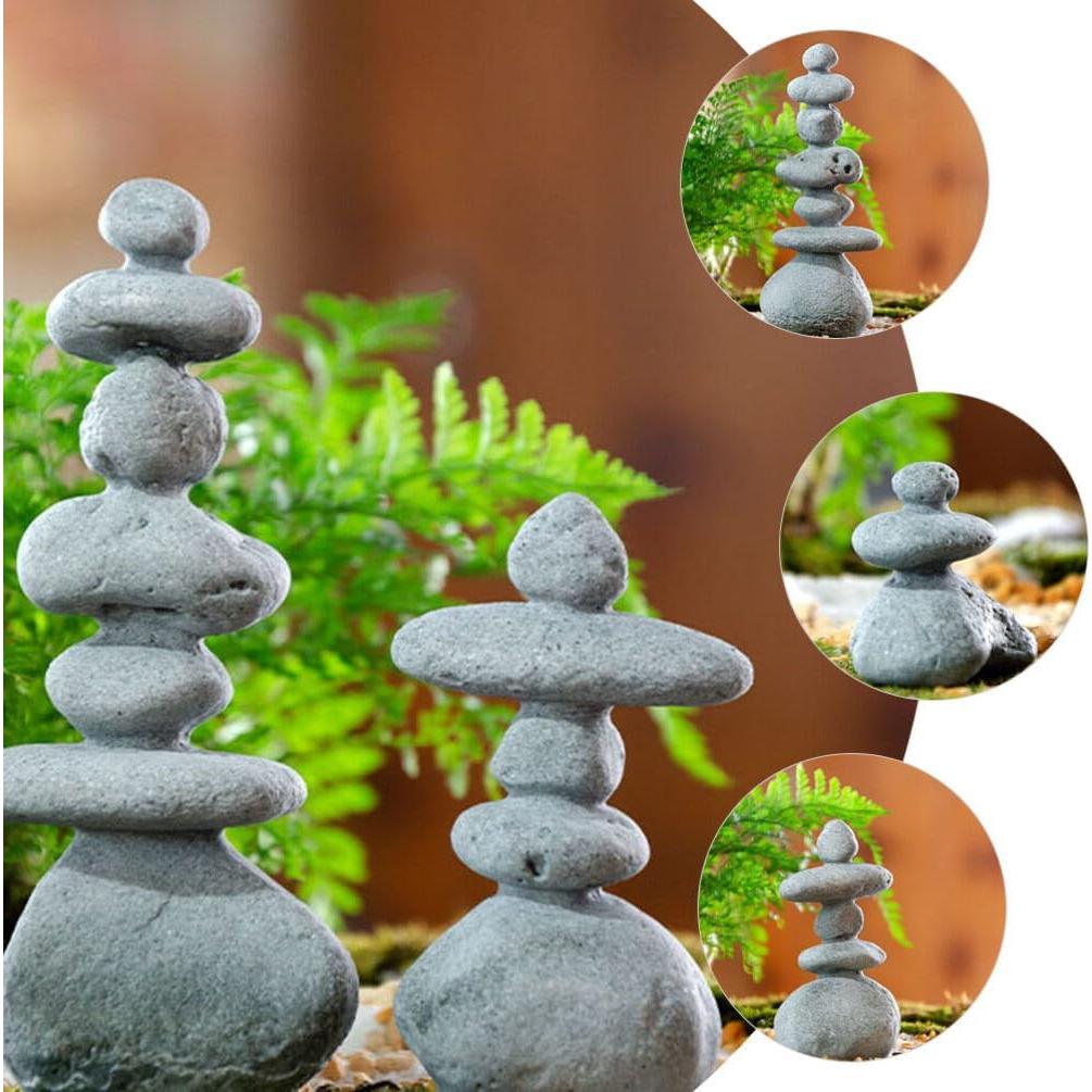Estatuas de Piedra YARNOW para Jardín Zen 3 Piezas Decorativas