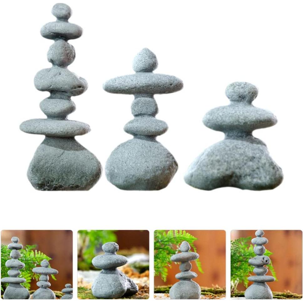 Estatuas de Piedra YARNOW para Jardín Zen 3 Piezas Decorativas