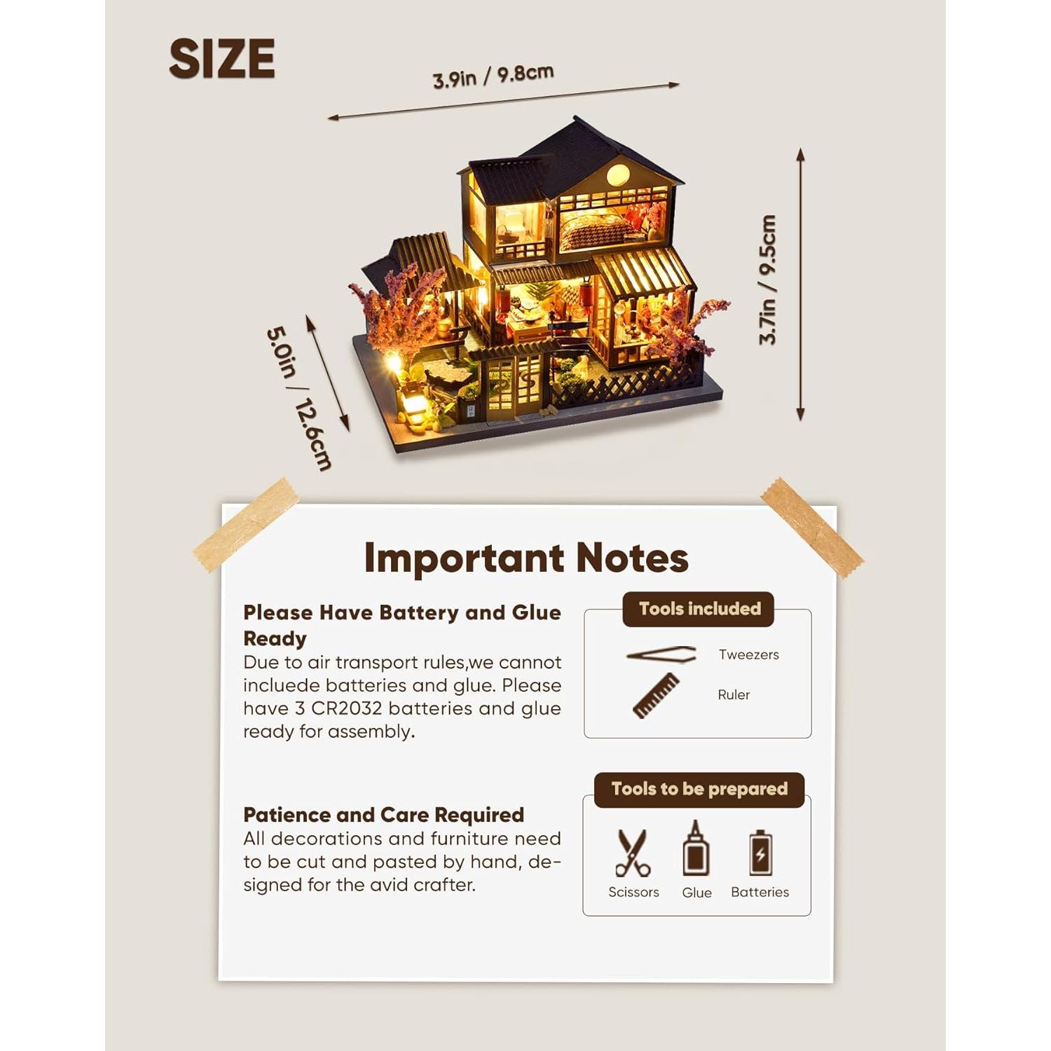 Kit Casa Miniatura DIY Flybean Jardín Japonés 9.8x12.6cm