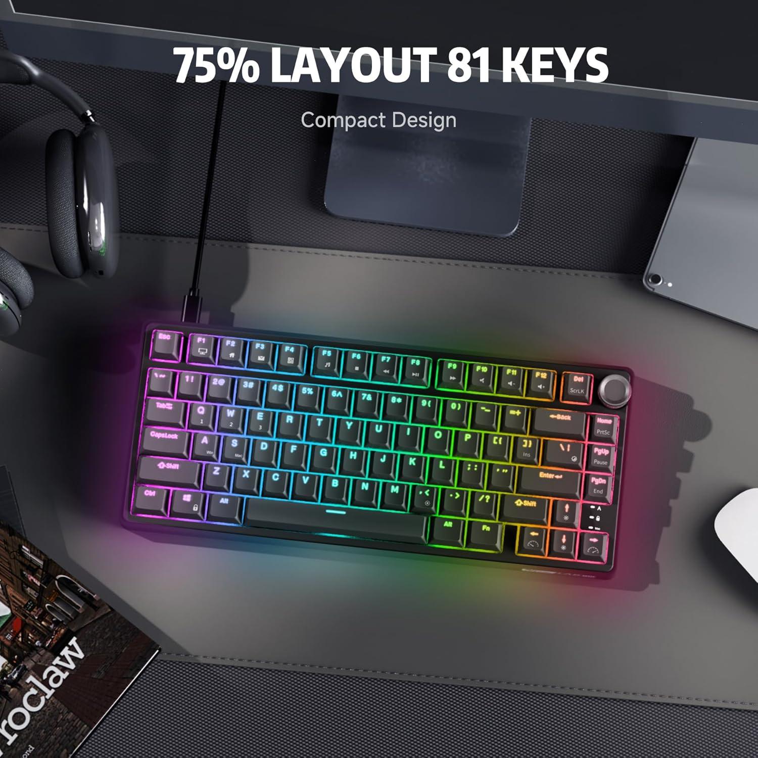 Teclado Mecánico Gaming RK Royal Kludge R75 75% RGB Hot-Swap