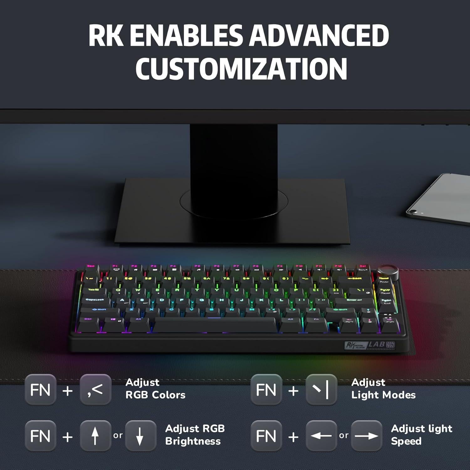 Teclado Mecánico Gaming RK Royal Kludge R75 75% RGB Hot-Swap