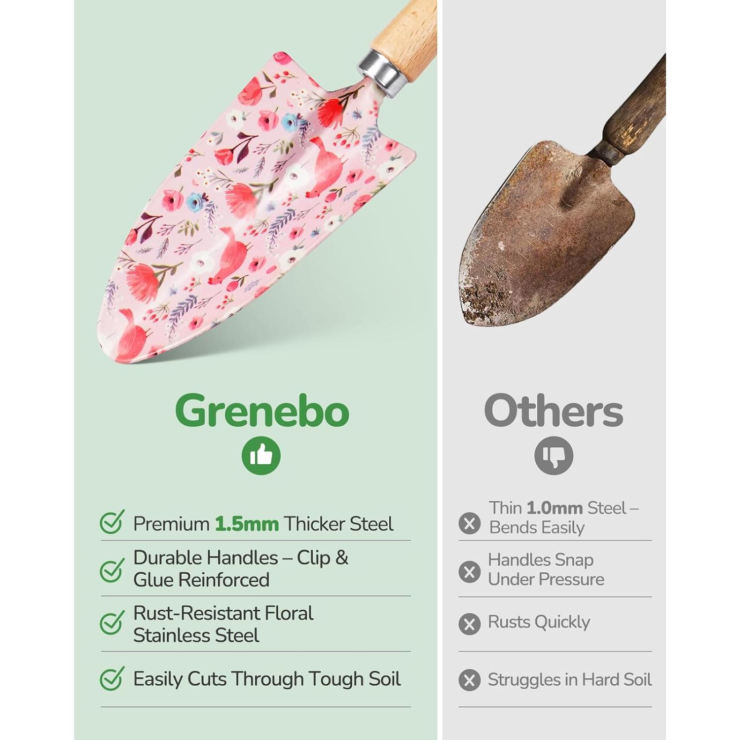 Juego de Herramientas de Jardinería Grenebo 12 Piezas Rosa