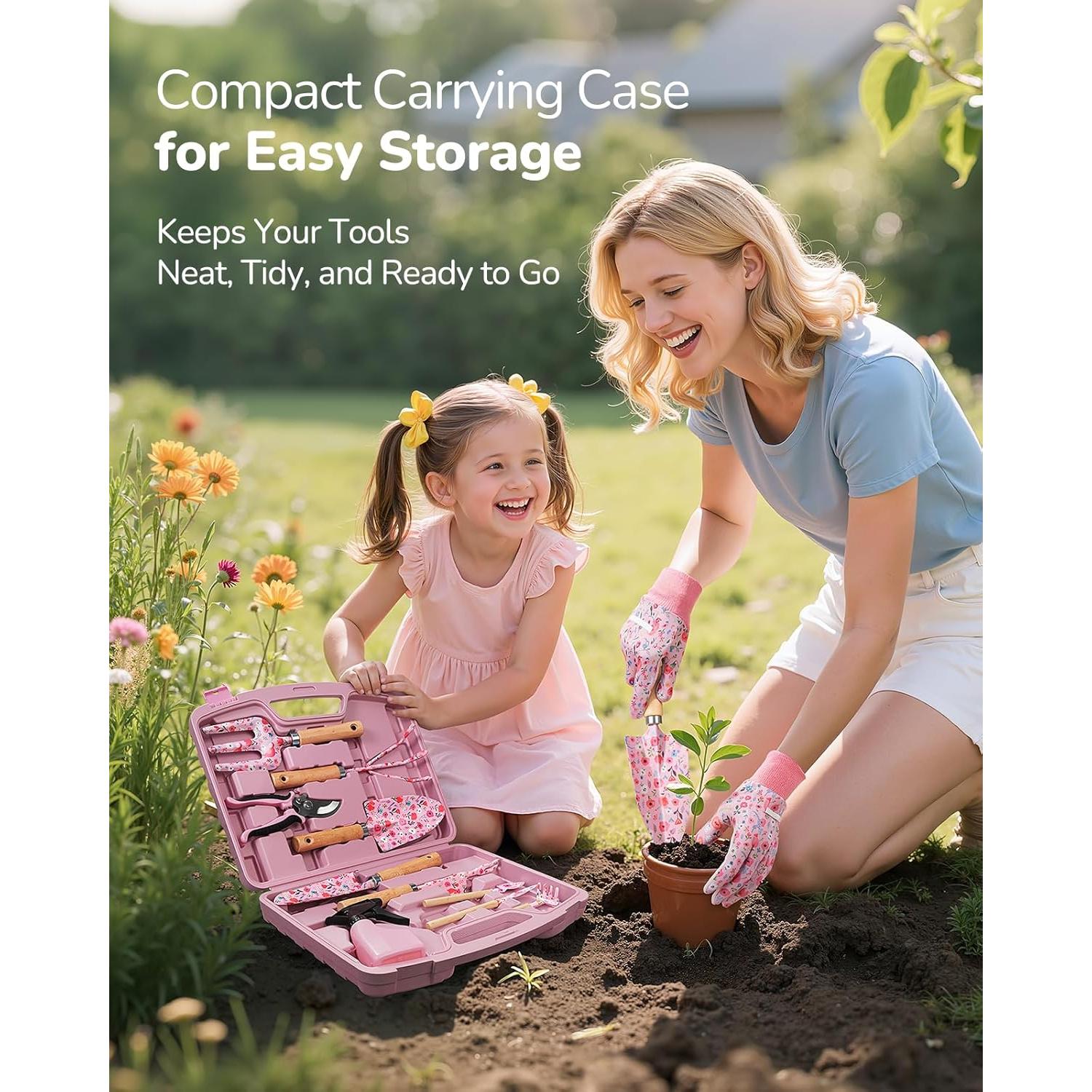 Juego de Herramientas de Jardinería Grenebo 12 Piezas Rosa