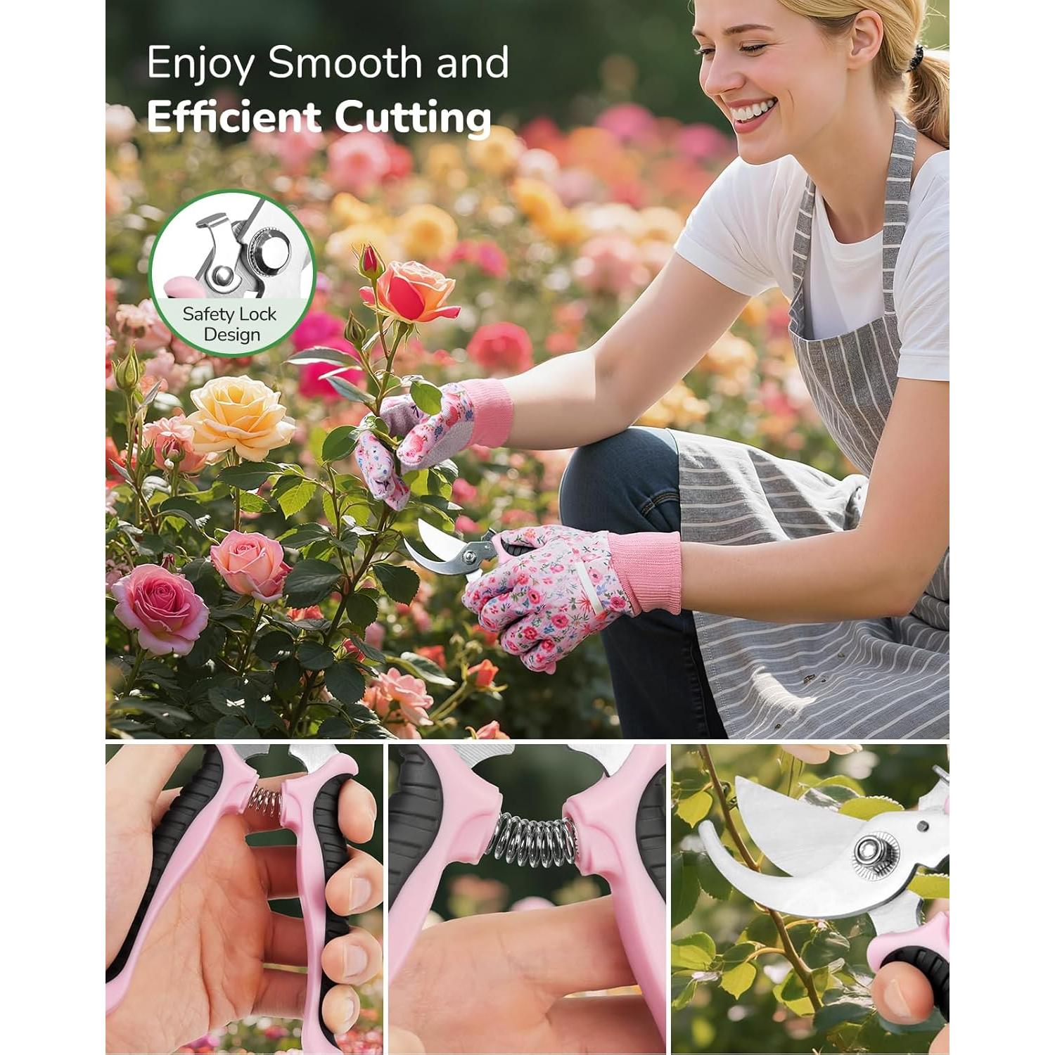 Juego de Herramientas de Jardinería Grenebo 12 Piezas Rosa