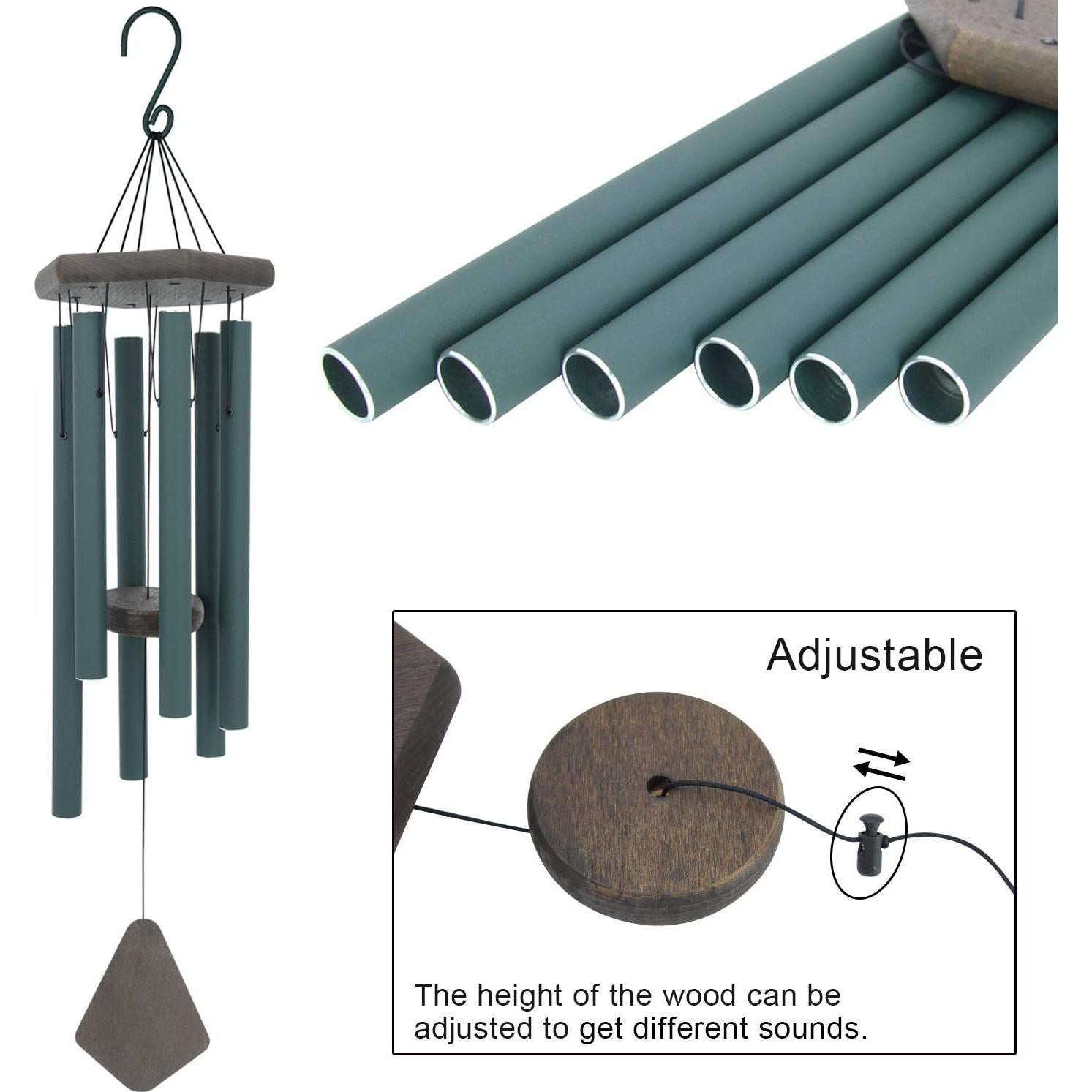 Campana de Viento Grande Astarin 76.2 cm Verde Aluminio