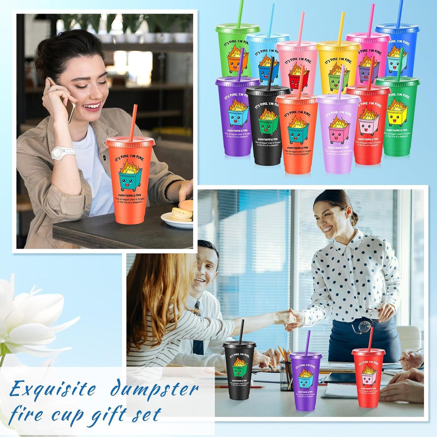 Chuangdi 24 Tazas Reutilizables 720 ml con Tapa y Popote