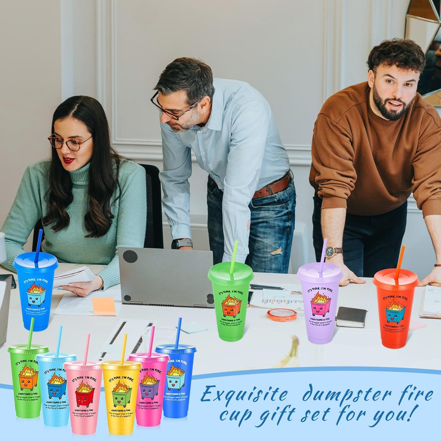 Chuangdi 24 Tazas Reutilizables 720 ml con Tapa y Popote