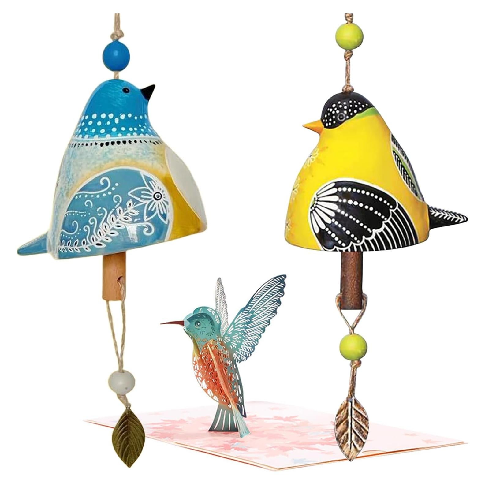 Campanas de Viento de Cerámica Hsmanchry Azul y Amarillo