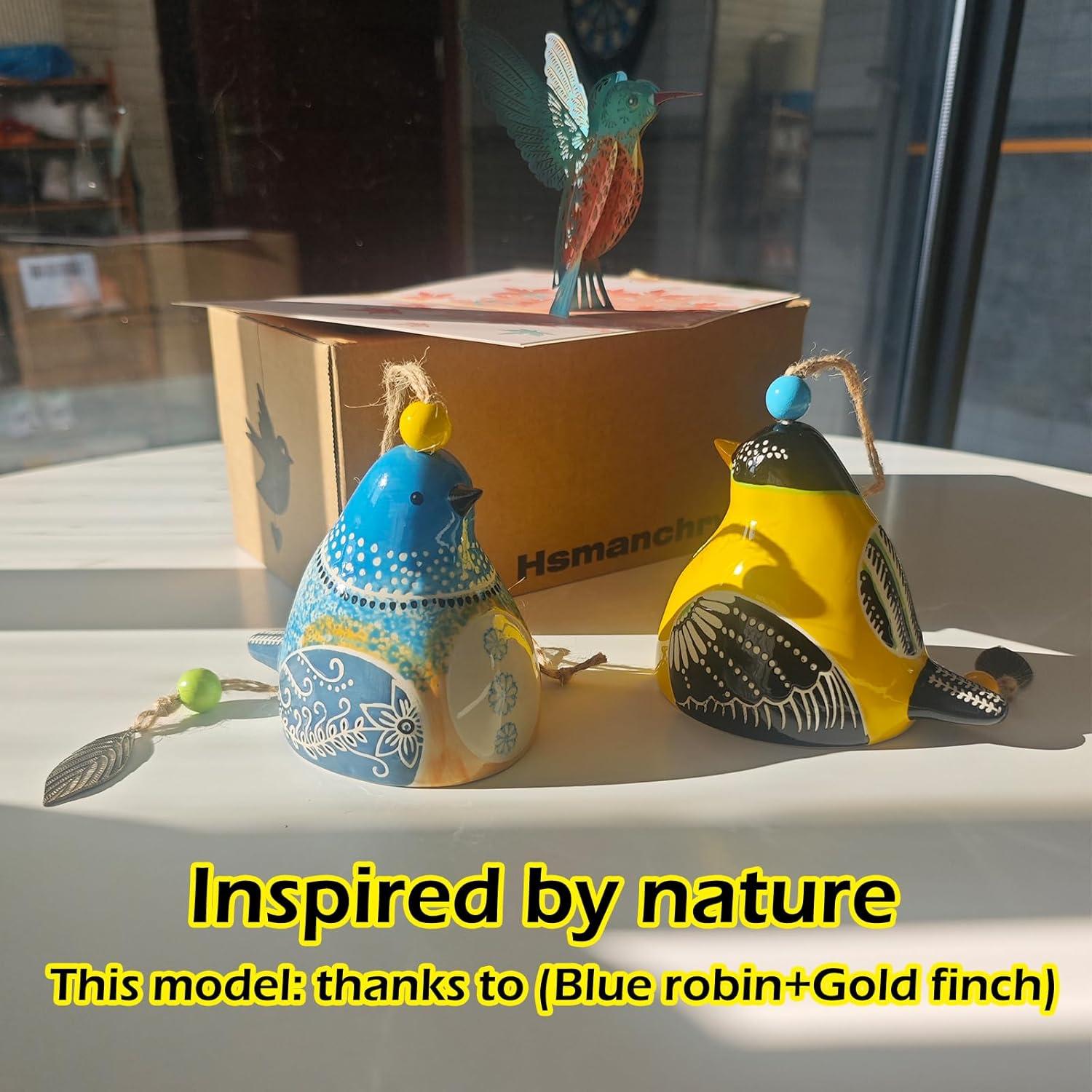 Campanas de Viento de Cerámica Hsmanchry Azul y Amarillo