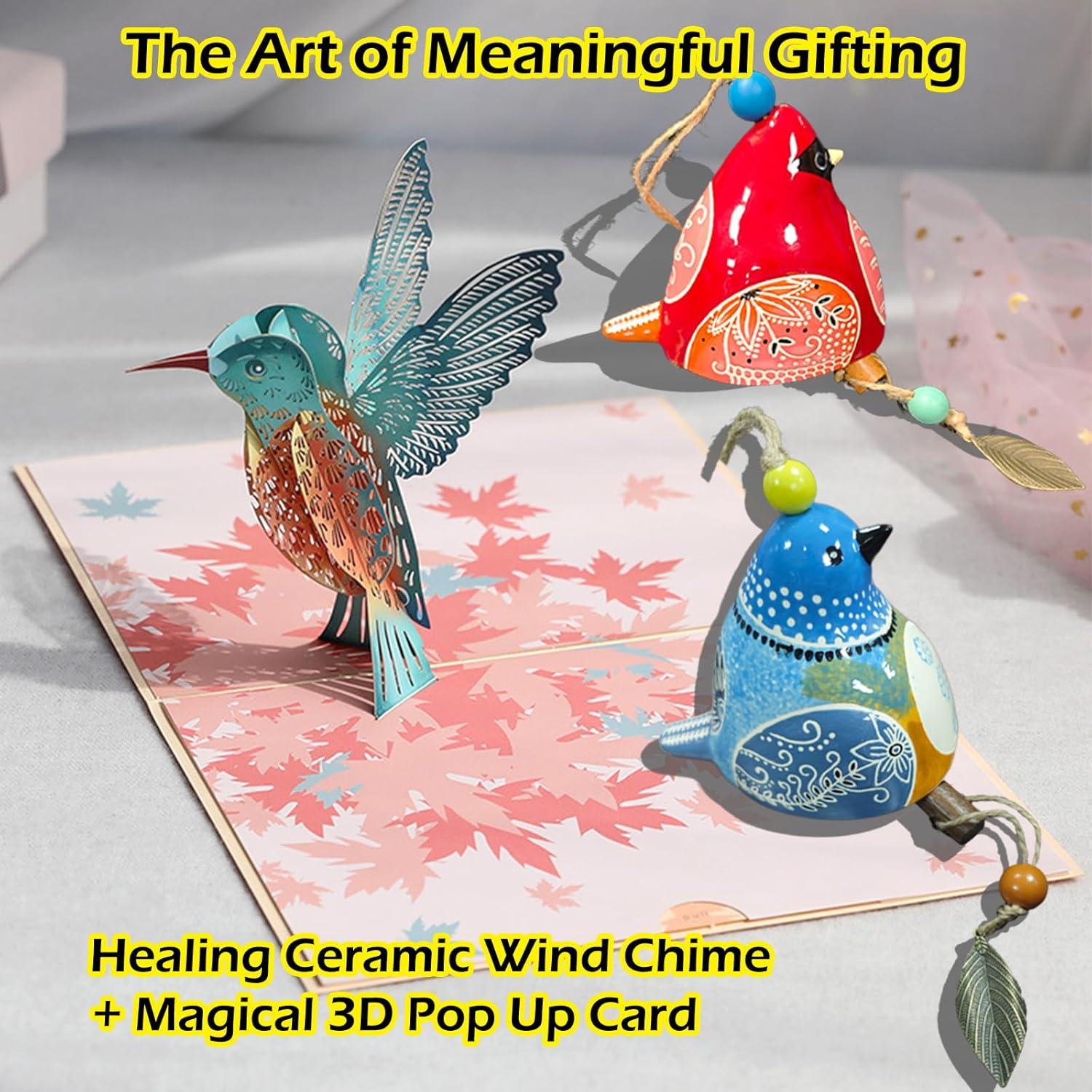 Campanas de Viento de Cerámica Hsmanchry Azul y Amarillo